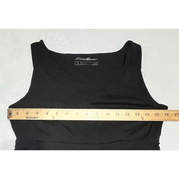 Eddie Bauer Knit Jersey Travex Dress Size Small Black Knee Length Stretch - Picture 4 of 7